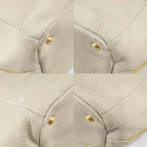 PRADA Tote Bag Leather White Gold - Picture 12 of 13
